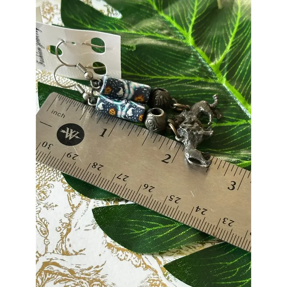 BOGO FREE LION TOGER TRIBAL BEAD BOHO EARRINGS VTG EARTH